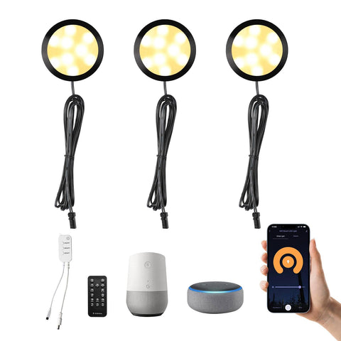 Darrahopens Home & Garden > Lighting > Wall Lights 3 Pack Smart Under Cabinet Lights Hardwired,Dimmable LED Light for Kitchen Under Cabinet with Alexa Google Remote APP Control for Under Counter Lights for Cabinet Closets(Warm White)