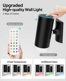 Darrahopens Home & Garden > Lighting > Wall Lights Battery Operated Wall Lights 2 Pack Rechargeable Wall Lights Indoor Touch Dimmable with Remote Control,Magnetic Wall Sconce Lights Battery Black Wireless LED Decor Lighting 3000mAh [Energy Class F]