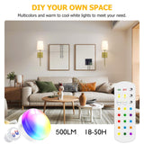 Darrahopens Home & Garden > Lighting > Wall Lights Battery Operated Wall Sconce, 5000mAh Rechargeable Dimmable RGB Wall Sconce Set of 2 with Remote, 3 Color Temperature Indoor Battery Powered Wall Lamp Light for Bedroom Living Room