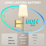 Darrahopens Home & Garden > Lighting > Wall Lights Battery Operated Wall Sconce, 5000mAh Rechargeable Dimmable RGB Wall Sconce Set of 2 with Remote, 3 Color Temperature Indoor Battery Powered Wall Lamp Light for Bedroom Living Room