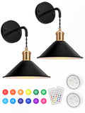 Darrahopens Home & Garden > Lighting > Wall Lights Battery Operated Wall Sconce, Wireless Wall Lights Set of 2, 13 RGB Colors Dimmable Battery Powered Wall Lamp with Remote Memory Function Auto Timer for Bedroom Living Room Hallway