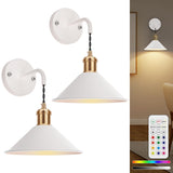 Darrahopens Home & Garden > Lighting > Wall Lights Battery Operated Wall Sconce, Wireless Wall Lights Set of 2, 13 RGB Colors Dimmable Battery Powered Wall Lamp with Remote, Memory Function, Timer for Bedroom, Living Room