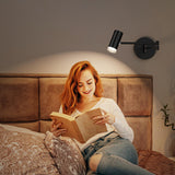 Darrahopens Home & Garden > Lighting > Wall Lights Battery Operated Wall Sconces Set of 2, Swing Arm Wall Lamp with Remote Control, Not Hardwired Led Wall Lamp Fixtures Dimmable Wall Light Decor for Bedroom Reading Living Room