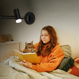 Darrahopens Home & Garden > Lighting > Wall Lights Battery Operated Wall Sconces Set of 2, Swing Arm Wall Lamp with Remote Control, Not Hardwired Led Wall Lamp Fixtures Dimmable Wall Light Decor for Bedroom Reading Living Room
