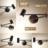 Darrahopens Home & Garden > Lighting > Wall Lights Battery Operated Wall Sconces Set of 2, Swing Arm Wall Lamp with Remote Control, Not Hardwired Led Wall Lamp Fixtures Dimmable Wall Light Decor for Bedroom Reading Living Room