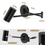 Darrahopens Home & Garden > Lighting > Wall Lights Battery Operated Wall Sconces Set of 2, Swing Arm Wall Lamp with Remote Control, Not Hardwired Led Wall Lamp Fixtures Dimmable Wall Light Decor for Bedroom Reading Living Room