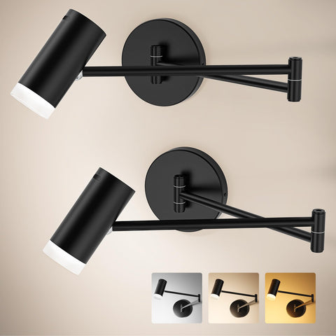 Darrahopens Home & Garden > Lighting > Wall Lights Battery Operated Wall Sconces Set of 2, Swing Arm Wall Lamp with Remote Control, Not Hardwired Led Wall Lamp Fixtures Dimmable Wall Light Decor for Bedroom Reading Living Room