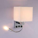 Bedside Wall Lamp with Flexible USB LED Reading Light, E27 Swing Arm Holder, 1 USB Port