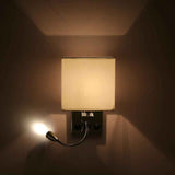 Bedside Wall Lamp with Flexible USB LED Reading Light, E27 Swing Arm Holder, 1 USB Port