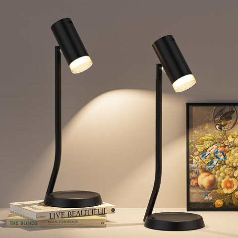 Darrahopens Home & Garden > Lighting > Wall Lights Cordless Table Lamps, Battery Operated Portable Table Light with Magnetic Adjustable Angle Head, 5000mAh Rechargeable Lamp with CCT Dimming for Patio Party Restaurant Dining Home 2 Packs