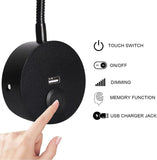 Darrahopens Home & Garden > Lighting > Wall Lights Dimmable Bedside Lamp, Minimalist LED Bedside Reading Lamp, Headboard Wall Mounted with USB Charger (Matte Black)
