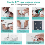Darrahopens Home & Garden > Lighting > Wall Lights Dimmable Hollywood Style Lighted Vanity Makeup Mirror, LED Vanity Mirror Lights Kit with USB Port for Dressing Table, Mirror Not Included (4000K Natural White 6 Bulbs 5V USB)
