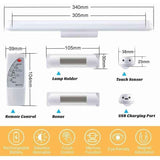 Dimmable LED Cupboard Lamp with Remote Control, Touch Rechargeable Wall Light, 34 cm