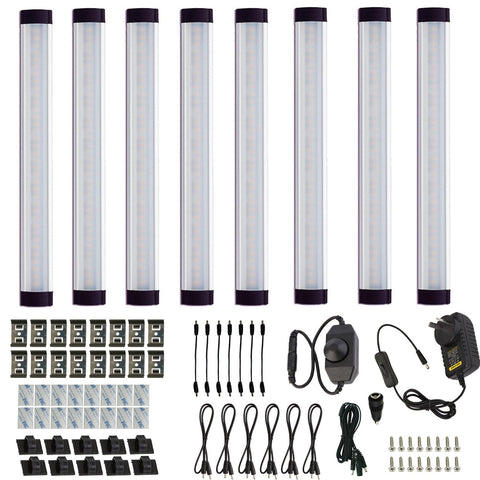 Darrahopens Home & Garden > Lighting > Wall Lights Dimmable LED Under Cabinet Lighting Bar, 12V Under Counter LED Light Strip Linkable Kit with Rocker Switch Kitchen,Showcase,Worktop, Shelf Lighting(8 Panel Kits Warmwhite)