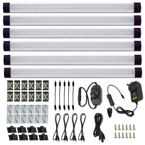 Darrahopens Home & Garden > Lighting > Wall Lights Dimmable Led Under Cabinet Lighting Bar Linkable Kits with Rocker Switch Under Counter Kitchen,Showcase,Shelf Lighting(6 Panel Kits Cold White)