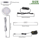 Darrahopens Home & Garden > Lighting > Wall Lights Dimmable LED Under Cabinet Lighting, Counter Showcase Kitchen Lighting Fixtures with 12V Plug in adapter and Dimmable Wireless Remote Control, 4 Ultra Slim Puck Lights Kit (Warm White)