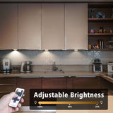 Darrahopens Home & Garden > Lighting > Wall Lights Dimmable LED Under Cabinet Lighting, Counter Showcase Kitchen Lighting Fixtures with 12V Plug in adapter and Dimmable Wireless Remote Control, 4 Ultra Slim Puck Lights Kit (Warm White)