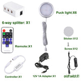 Darrahopens Home & Garden > Lighting > Wall Lights Dimmable LED Under Cabinet Lighting, Counter Showcase Kitchen Lighting Fixtures with 12V Plug in Adapter and Dimmable Wireless Remote Control, 6 Ultra Slim Puck Lights Kit (Daylight White)