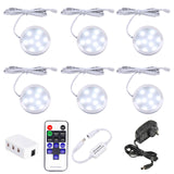 Darrahopens Home & Garden > Lighting > Wall Lights Dimmable LED Under Cabinet Lighting, Counter Showcase Kitchen Lighting Fixtures with 12V Plug in Adapter and Dimmable Wireless Remote Control, 6 Ultra Slim Puck Lights Kit (Daylight White)