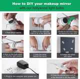 Darrahopens Home & Garden > Lighting > Wall Lights Hollywood LED Vanity Mirror Lights Kit,Stick on Dimmable Makeup Lights, 12V Mirror Lighting Strip Fixture for Vanity Dressing Table Set, Bedroom Wall Lights,CRI>90 (4000K Natural White,10 Bulbs)