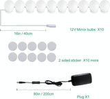 Darrahopens Home & Garden > Lighting > Wall Lights Hollywood LED Vanity Mirror Lights Kit,Stick on Dimmable Makeup Lights, 12V Mirror Lighting Strip Fixture for Vanity Dressing Table Set, Bedroom Wall Lights,CRI>90 (4000K Natural White,10 Bulbs)