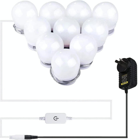 Darrahopens Home & Garden > Lighting > Wall Lights Hollywood LED Vanity Mirror Lights Kit,Stick on Dimmable Makeup Lights, 12V Mirror Lighting Strip Fixture for Vanity Dressing Table Set, Bedroom Wall Lights,CRI>90 (4000K Natural White,10 Bulbs)