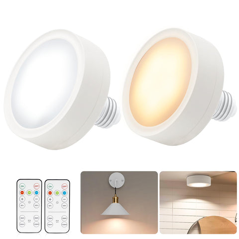 Darrahopens Home & Garden > Lighting > Wall Lights LED Battery Operated Lamps for Indoor Wall Light, E27, Remote Control and Touch Control CCT with E27 and Iron Piece for Living Room, Bedroom, Staircase, Hallway, Wireless Wall Light, Pack of 2