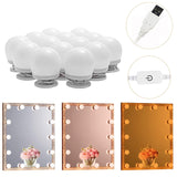 Darrahopens Home & Garden > Lighting > Wall Lights LED Makeup Vanity Lights with 14 Dimmable Light Bulbs, Hollywood Style Cosmetic Mirror Lights, USB Cable, 3 Color Modes for Dressing Room Tabletop Bedroom