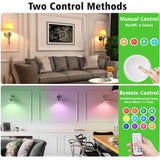 Darrahopens Home & Garden > Lighting > Wall Lights LED Puck Lights with Remote Battery Powered RGB Puck Light for E27 Chandelier,Dimmable Puck Light for Table Lamp Cupboard