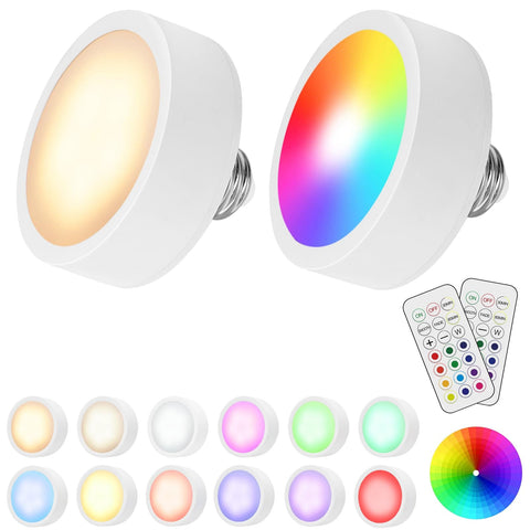 Darrahopens Home & Garden > Lighting > Wall Lights LED Puck Lights with Remote Battery Powered RGB Puck Light for E27 Chandelier,Dimmable Puck Light for Table Lamp Cupboard