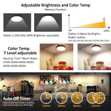 Darrahopens Home & Garden > Lighting > Wall Lights LED Under Cabinet Puck Lights CCT Light Color Temperature Adjustable Warm+White Double Color with Dimmable RF Remote Controller for Kitchen Shelf Ambiance Display Lighting (8 Lights, 24W)