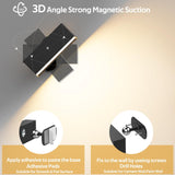 Darrahopens Home & Garden > Lighting > Wall Lights LED Wall Lights 2 Pack with Remote,Wall Sconces Lamp 3000mAh Rechargeable Battery Operated,3 Color Temperatures & 12 RGB Dimmable Magnetic 360° Rotation Cordless Light (Black)