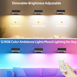 Darrahopens Home & Garden > Lighting > Wall Lights LED Wall Lights 2 Pack with Remote,Wall Sconces Lamp 3000mAh Rechargeable Battery Operated,3 Color Temperatures & 12 RGB Dimmable Magnetic 360° Rotation Cordless Light (Black)