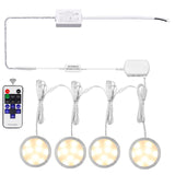Darrahopens Home & Garden > Lighting > Wall Lights Linkable Under Cabinet LED Lighting 12V Dimmable Puck Lights Hardwired with Wireless RF Remote Control for Kitchen Mood Lighting(4 Lights, Warm White)