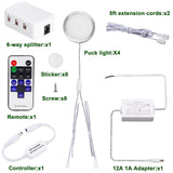 Darrahopens Home & Garden > Lighting > Wall Lights Linkable Under Cabinet LED Lighting 12V Dimmable Puck Lights Hardwired with Wireless RF Remote Control for Kitchen Mood Lighting(4 Lights, Warm White)