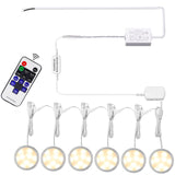 Darrahopens Home & Garden > Lighting > Wall Lights Linkable Under Cabinet LED Lighting 12V Dimmable Puck Lights Hardwired with Wireless RF Remote Control for Kitchen Mood Lighting(6 Lights, Warm White)