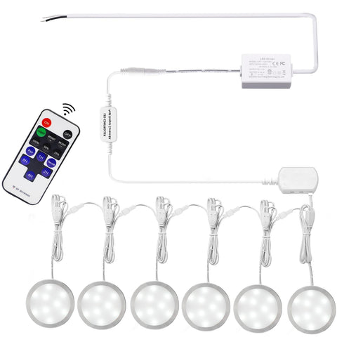 Darrahopens Home & Garden > Lighting > Wall Lights Linkable Under Cabinet LED Lighting 12V Slim Aluminum Dimmable Puck Lights Direct Wired with RF Remote Control for Kitchen Lighting(6pack,Daylight White)