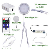 Darrahopens Home & Garden > Lighting > Wall Lights Linkable Under Cabinet LED Lighting 12V Slim Aluminum Dimmable Puck Lights Direct Wired with RF Remote Control for Kitchen Lighting(8pack Daylight White)