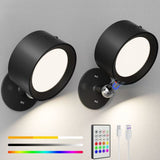 Darrahopens Home & Garden > Lighting > Wall Lights Magnetic RGB LED Wall Light Rechargeable Bedside Reading Lamp 360° Adjustable Wall Sconce with Remote Control