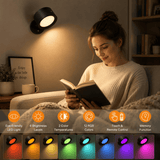 Darrahopens Home & Garden > Lighting > Wall Lights Magnetic RGB LED Wall Light Rechargeable Bedside Reading Lamp 360° Adjustable Wall Sconce with Remote Control