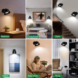 Darrahopens Home & Garden > Lighting > Wall Lights Night Light Wireless Wall Light Indoor LED 2 Pack,Battery Operated Wall Lights Rechargeable Lamp with Remote,Touch Lamp Dimmable Wall Sconces Bedside Lamp for Bedroom Livingroom (Black, 2Pack) [Energy Class E]