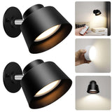 Darrahopens Home & Garden > Lighting > Wall Lights Night Light Wireless Wall Light Indoor LED 2 Pack,Battery Operated Wall Lights Rechargeable Lamp with Remote,Touch Lamp Dimmable Wall Sconces Bedside Lamp for Bedroom Livingroom (Black, 2Pack) [Energy Class E]