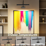 Darrahopens Home & Garden > Lighting > Wall Lights Picture Frame Light with Remote, Wireless 16 Inch Black Art Light, Battery Operated Picture Light with 3 CCT, Dimmable and Timer Wall Picture Lights for Painting, Wall, Gallery, Artwork, Frame
