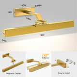 Darrahopens Home & Garden > Lighting > Wall Lights Picture Lights for Wall, Battery Operated Picture Light 16in Gallery Light for Paintings CCT Dimmable Gold