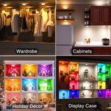 Darrahopens Home & Garden > Lighting > Wall Lights Puck Lights with Remote Control, 4-Pack Wireless Stick On Lights for Under Cabinet, Closet, Bedroom, Staircase & Bookshelf, 3000mAh Battery Operated Color Changing Lighting (RGB&CCT)