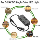Darrahopens Home & Garden > Lighting > Wall Lights Single Color Slider Dimmer with Timer - PWM 1pc DC 5V/12V/24V LED Controller, 36W Max, Slide Brightness Control & Auto-Off for LED Strip Lights, Closet, Counter, Aquarium Lighting (Black)