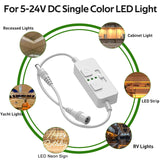Darrahopens Home & Garden > Lighting > Wall Lights Single Color Slider Dimmer with Timer - PWM 1pc DC 5V/12V/24V LED Controller, 36W Max, Slide Brightness Control & Auto-Off for LED Strip Lights, Closet, Counter, Aquarium Lighting (White)