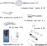 Darrahopens Home & Garden > Lighting > Wall Lights Under Counter LED Light Kit, RGBW Under Cabinet Lighting, 10 Packs Colored Cabinet Lights with Wireless 40-Key IR Dimmable Remote Control (10 Lights)