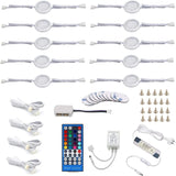 Darrahopens Home & Garden > Lighting > Wall Lights Under Counter LED Light Kit, RGBW Under Cabinet Lighting, 10 Packs Colored Cabinet Lights with Wireless 40-Key IR Dimmable Remote Control (10 Lights)