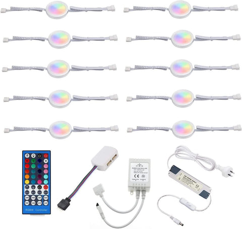 Darrahopens Home & Garden > Lighting > Wall Lights Under Counter LED Light Kit, RGBWW Under Cabinet Lighting, 10 Packs Colored Cabinet Lights with Wireless 40-Key IR Dimmable Remote Control (10 Lights)